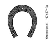 Iron horseshoe on a white background. Isolated object.  Vintage illustration.