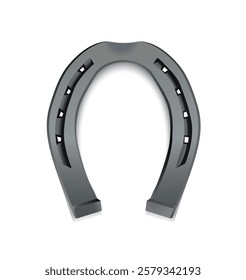 Iron horseshoe on white background. Vector realistic illustration