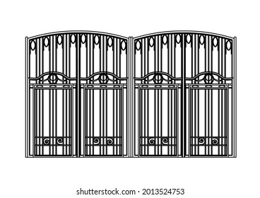 Iron house gate sketch vector design