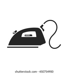 Iron icon black simple. One icon of a large cleaning collection.