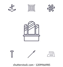 Iron icon. collection of 7 iron outline icons such as nail, anchor, spear, wire fence, gate. editable iron icons for web and mobile.