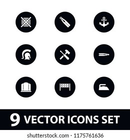 Iron icon. collection of 9 iron filled icons such as hair straightener, gate, screwdriver, knight, fence, no dry cleaning. editable iron icons for web and mobile.