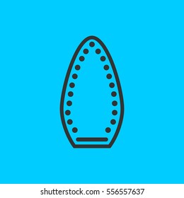 Iron icon flat. Simple vector black pictogram on blue background