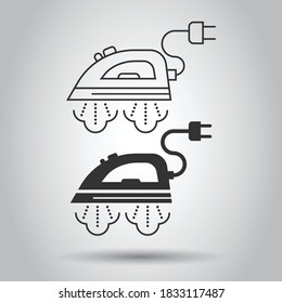 Iron icon in flat style. Laundry equipment vector illustration on white isolated background. Ironing business concept.