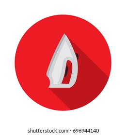 iron icon in flat style with long shadow, isolated vector illustration on red transparent background