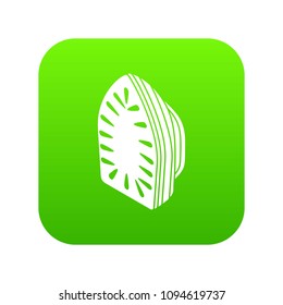 Iron icon green vector isolated on white background