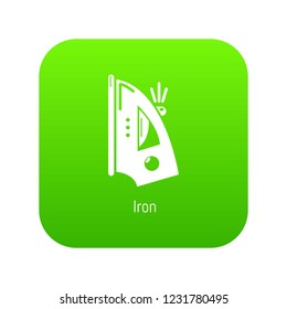 Iron icon green vector isolated on white background