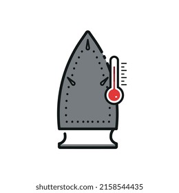 Iron icon measuring temperature with thermometer.