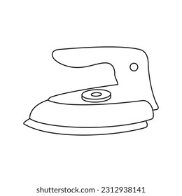 An iron icon in the old style for ironing clothes on a white background. Vector image.