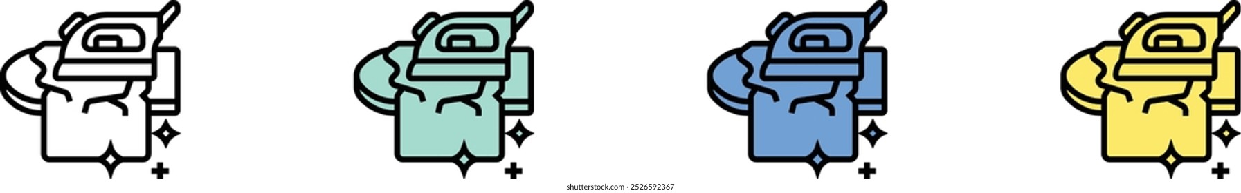 iron icon. Outline, Green, Blue and Yellow Style Design Isolated On White Background