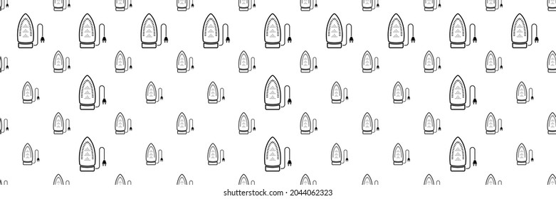 Iron Icon Seamless Pattern, Cloth Electric Iron, Steam Vector Art Illustration