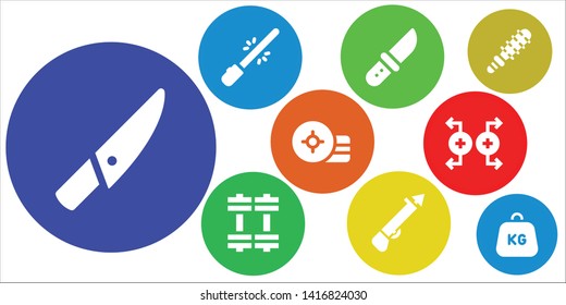 iron icon set. 9 filled iron icons.  Simple modern icons about  - Knife, Saber, Weights, Spear, Weight, Magnet, Mace