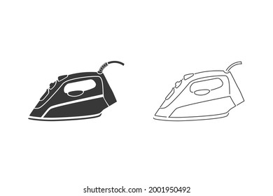 Iron icon set in flat style. Vector illustration