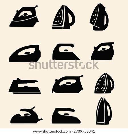 Iron Icon Set for Laundry and Garment Care