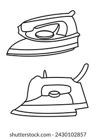 Iron icon set of smoothing vector icons. Dry and steam iron vector icon set. Iron flat line icons set. Flat iron sign illustration.