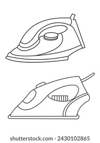 Iron icon set of smoothing vector icons. Dry and steam iron vector icon set. Iron flat line icons set. Flat iron sign illustration.