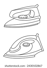 Iron icon set of smoothing vector icons. Dry and steam iron vector icon set. Iron flat line icons set. Flat iron sign illustration.