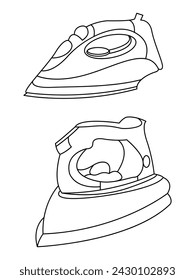 Iron icon set of smoothing vector icons. Dry and steam iron vector icon set. Iron flat line icons set. Flat iron sign illustration.