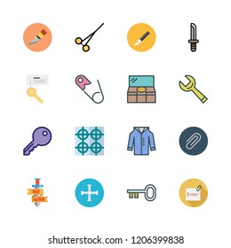 iron icon set. vector set about stove, coat, dagger and key icons set.