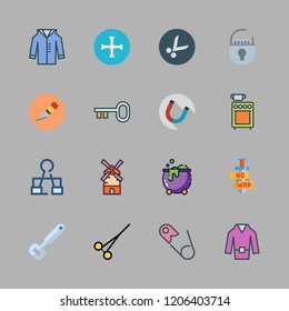 iron icon set. vector set about wrench, cutter, coat and scissors icons set.