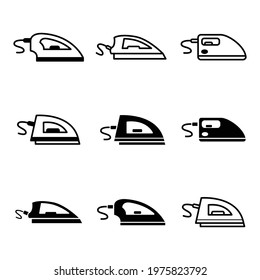 Iron icon. Set of vector icon of electric irons.
