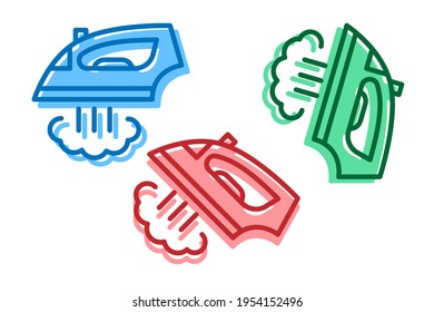 Juego de iconos de hierro. Signo lineal vectorial, símbolo, logotipo de hierro para concepto móvil y diseño web. Icono para el sitio web de la tienda de electrodomésticos, gadgets y electrónica.