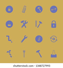 iron icon set with wrench hammer, dumbbell and screw vector illustration