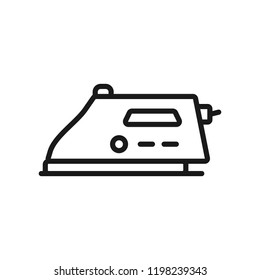 Iron icon in thin outline style. Laundry equipment electric appliance