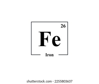 Iron icon vector. 26 Fe Iron