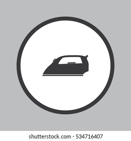 Iron icon in white circle on grey background