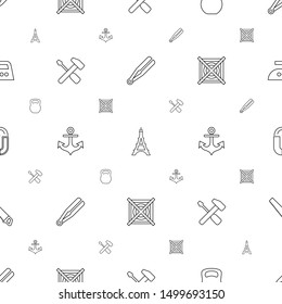 iron icons pattern seamless white background. Included editable line hair straightener, Eiffel Tower, kettle bell, screwdriver, anchor, no dry cleaning icons. iron icons for web and mobile.