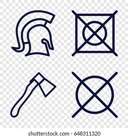 Iron icons set. set of 4 iron outline icons such as no dry cleaning, axe