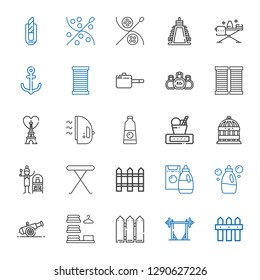 iron icons set. Collection of iron with fence, barbell, laundry, cannon, detergent, iron table, terracotta, bird cage, weight, eiffel tower. Editable and scalable icons.