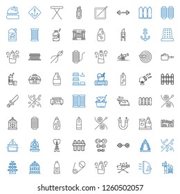 iron icons set. Collection of iron with terracotta, ironing, detergent, safety pin, bird cage, dumbbell, sewing, weight, barbell, fence, eiffel tower. Editable and scalable iron icons.