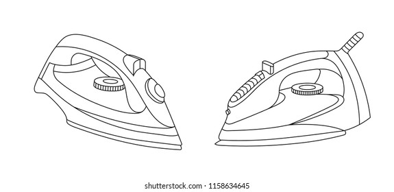 Iron  illustration and icon, Laundry machine, House cleaning