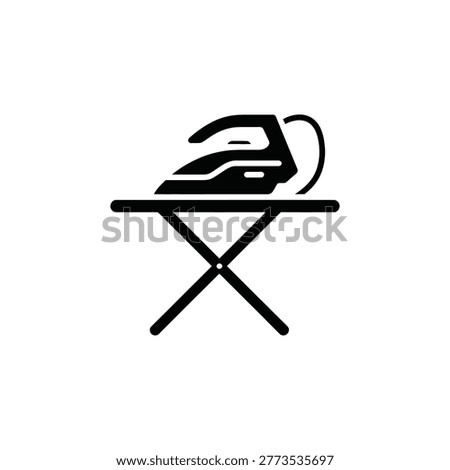 Iron and ironing board icon black silhouette on white background
