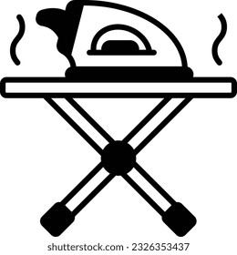 Iron with Ironing Boards concept, Irons and Garment Steamers Stands vector icon design, Housekeeping symbol, Office caretaker sign, porter or cleanser equipment stock illustration