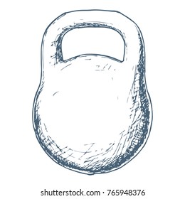 Iron kettlebell weight for exercise, cartoon illustration of gym equipment for home exercise. Vector