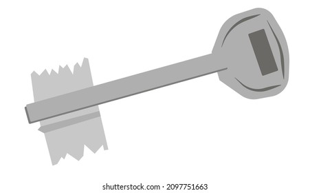 iron key icon on white rectangular background vector illustration