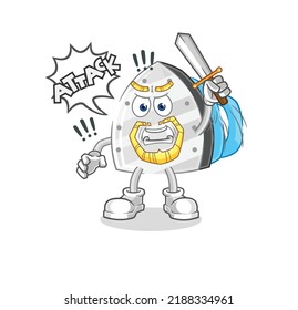 the iron knights attack with sword. cartoon mascot vector