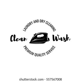 Iron Label. Laundry Badge. Bubbles Vector Illustration isolated on white background