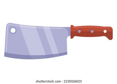 iron large knife for cutting meat. flat vector illustration.