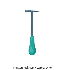 Iron leveling hammer with rubber handle isolated on white background. Hammer flat vector illustration. Construction, home repair, carpentry concept
