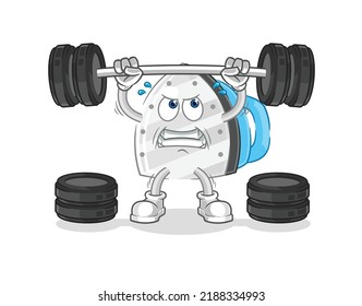 the iron lifting the barbell character. cartoon mascot vector
