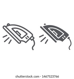 Iron line and glyph icon, electronics and device, home appliance sign, vector graphics, a linear pattern on a white background, eps 10.