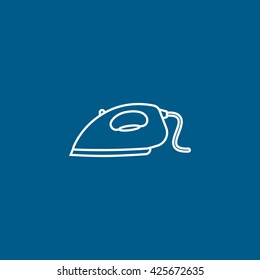 Iron Line Icon On Blue Background