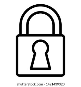 Iron lock icon. Outline iron lock vector icon for web design isolated on white background
