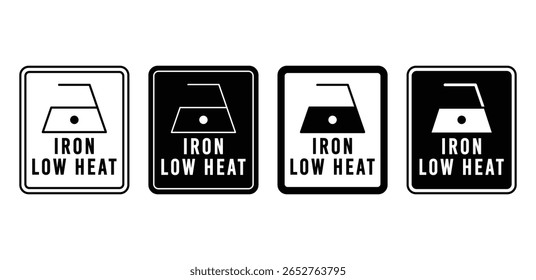 Ferro Low Heat Icon Set Preto e Branco Quadrado Símbolos Vetor Design