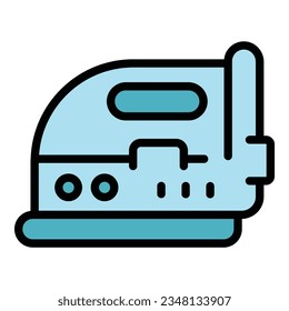 Iron machine icon outline vector. Laundry board. Steam electric color flat