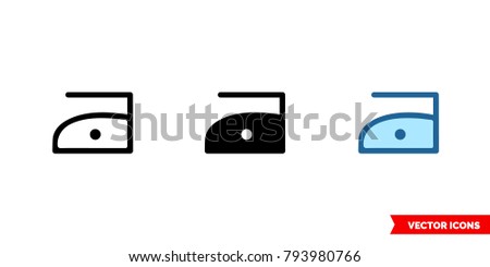 Iron maximum temperature 110C icon of 3 types: color, black and white, outline. Isolated vector sign symbol.